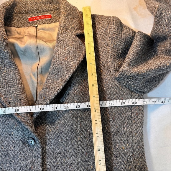 Vintage Halston women’s wool blazer jacket size 6 six grey tan office career - Picture 6 of 8